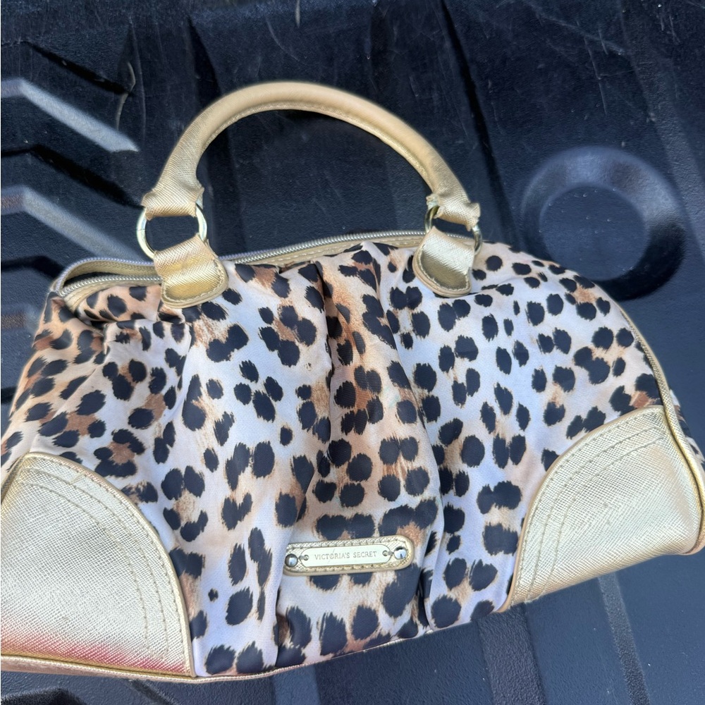 Victoria's Secret Leopard and Gold Satchel